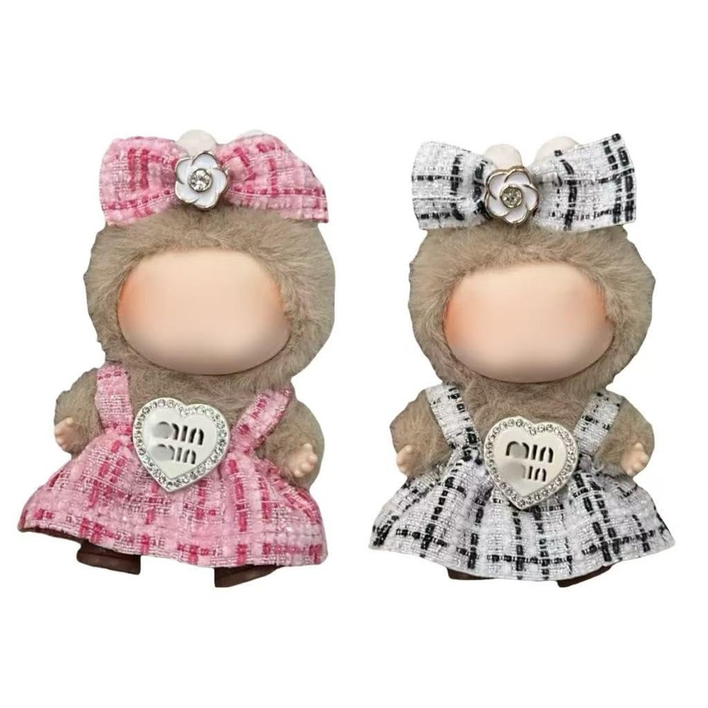 10 CM Doll Clothes for Mini Lububu2Set of Cute Fashion Outfits Accessories Compatible with Pin for Love Series A-M N-ZIncludesTwo Dresses + Two Bows +Two Shoes(Skirt Set)