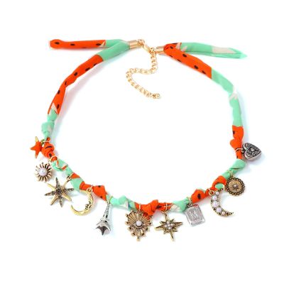 Bohemian Alloy Sun And Moon Multi Pendant Necklace,multicolored,44+7cm