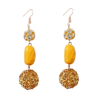 8.7 * 1.9cm Vintage Geometric Patchwork Christmas Earrings,yellow,8.7 * 1.9cm