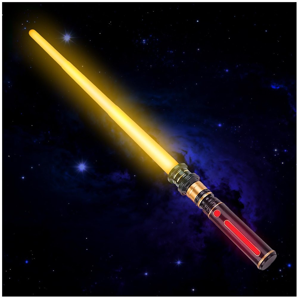 PremToytics Light Up LED Saber, Light Swords with FX Sound and Realistic Handle, Expandable Sabre for Halloween Dress Up Parties Birthday Christmas Galaxy War Fighters (Yellow)