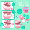 Nilez 14-Piece Dentist Pretend Play Set for Kids Doctor Kit with Educational Cards Medical Kits Role Play Game Pink Cute Cartoon Gift for Girls and Boys Baby 4 Month and up (Pig) view 3