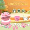 Nilez 14-Piece Dentist Pretend Play Set for Kids Doctor Kit with Educational Cards Medical Kits Role Play Game Pink Cute Cartoon Gift for Girls and Boys Baby 4 Month and up (Pig) view 4