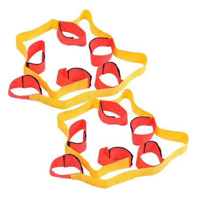 1 Pair Legged Fixed Belt, Outdoor Sport Equipment, Multiplayer Teamwork Game Interactive Toys with Elastic Foot Straps, Adjustable Hook & Loop Design for Parent - Child Activities, (6-person leggings