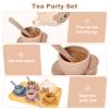 Tea Party Set for Little Girls Boys, Silicone Tea Set Toys with Teapot Cups Coasters Spoon Tray, Kitchen Accessories Pretend Play Learn & Discover Playset for Toddler view 4