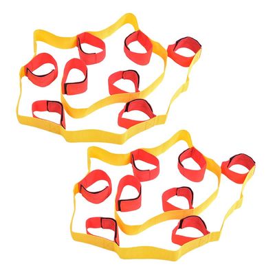1 Pair Legged Fixed Belt, Outdoor Sport Equipment, Multiplayer Teamwork Game Interactive Toys with Elastic Foot Straps, Adjustable Hook & Loop Design for Parent - Child Activities, (8-person leggings