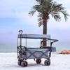 Collapsible Wagon Cart with Removable Canopy 140L Capacity Foldable Utility Wagon with All-Terrain Wheels and Built-in Brake for Outdoor Camping Beach Shopping view 1