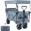 Collapsible Wagon Cart with Removable Canopy 140L Capacity Foldable Utility Wagon with All-Terrain Wheels and Built-in Brake for Outdoor Camping Beach Shopping view 2