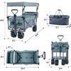 Collapsible Wagon Cart with Removable Canopy 140L Capacity Foldable Utility Wagon with All-Terrain Wheels and Built-in Brake for Outdoor Camping Beach Shopping view 3