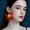 7.8 * 7.8cm Bohemian Metallic Enamel Red Flower Earnail Female,red,7.8 * 7.8cm view 2