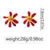 7.8 * 7.8cm Bohemian Metallic Enamel Red Flower Earnail Female,red,7.8 * 7.8cm view 3