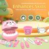 Nilez 14-Piece Dentist Pretend Play Set for Kids Doctor Kit with Educational Cards Medical Kits Role Play Game Pink Cute Cartoon Gift for Girls and Boys Baby 4 Month and up (Bear) view 4