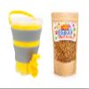 Foldable Ball Blaster Ammo Bucket+100 000 Pieces Bullet, Portable Splatter Blaster Accessories, Gun Ammo Container with Strainer, Large Capacity Tub for 10,000 Bullet, for Ages 14+ (Yellow) view 1