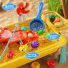 JUKUDAHU Water Table Toy for Kids 3 4 5 6 Years Old - Outdoor Kitchen Toys Set with Electrical Faucet, Toddler Fishing Games, Beach Sensory Water Table Playset, Gifts for Boys Girls 3-5 4-6 (Yellow) view 4