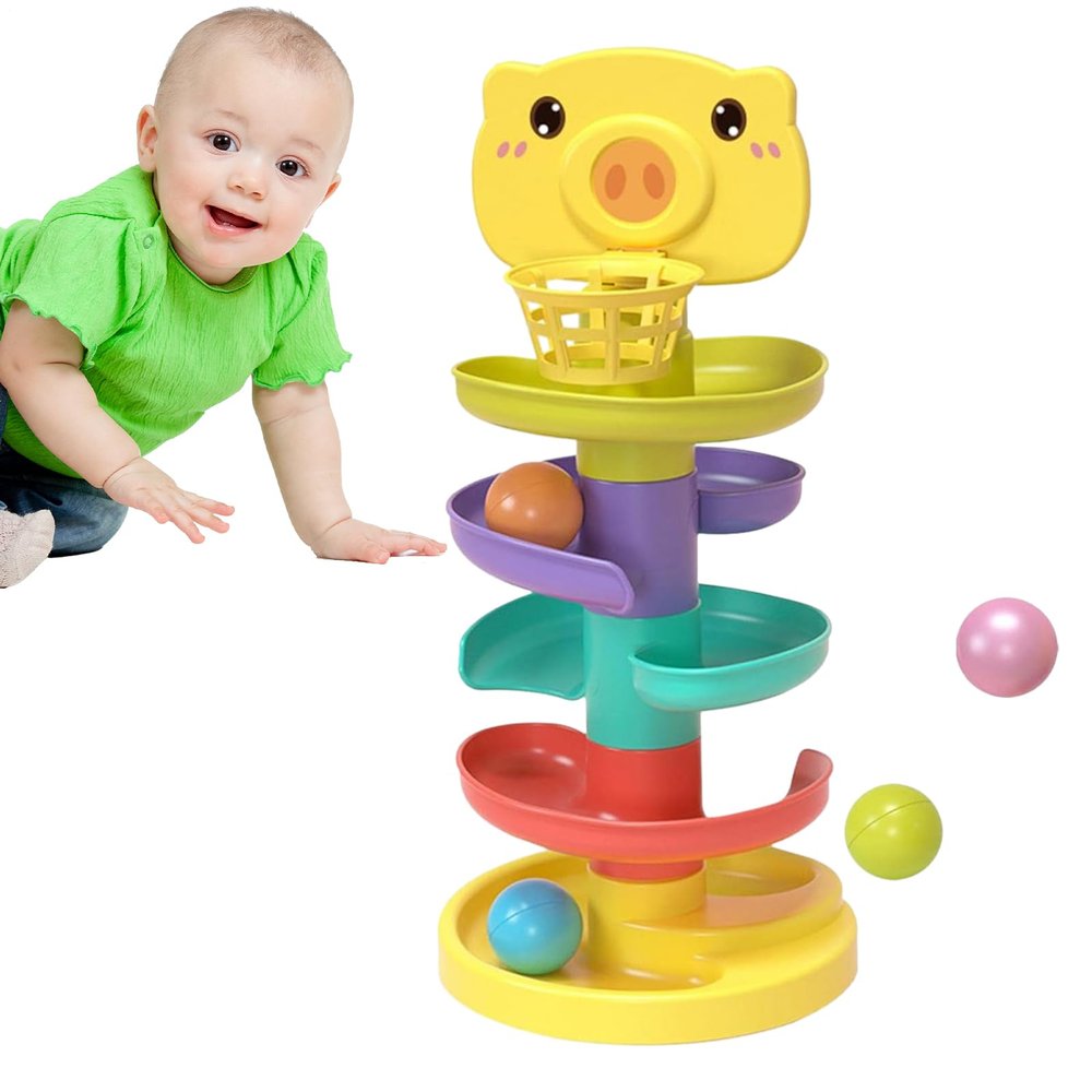 Creative Rolling Ball Tower Cheerful Color Patterns, Smooth Descent Chutes, Balanced Stacking Architecture, Engaging Movement Design | Fun Skill-Building Support During Discovery Moments