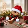 Christmas Shaking Wooden Man with 12pc Magnetic Expressions,2026 New Cute Shaking Wooden Man Figurine with Santa Hat & Scarf,Charming Little Wood Figure That Sways,Funny Car Dashboard Desktop Decor view 1