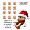 Christmas Shaking Wooden Man with 12pc Magnetic Expressions,2026 New Cute Shaking Wooden Man Figurine with Santa Hat & Scarf,Charming Little Wood Figure That Sways,Funny Car Dashboard Desktop Decor view 2