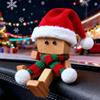 Christmas Shaking Wooden Man with 12pc Magnetic Expressions,2026 New Cute Shaking Wooden Man Figurine with Santa Hat & Scarf,Charming Little Wood Figure That Sways,Funny Car Dashboard Desktop Decor view 3