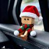 Christmas Shaking Wooden Man with 12pc Magnetic Expressions,2026 New Cute Shaking Wooden Man Figurine with Santa Hat & Scarf,Charming Little Wood Figure That Sways,Funny Car Dashboard Desktop Decor view 4