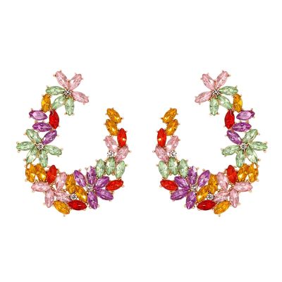 4.5 * 3.5cm Vintage Hollowed Out Flower U-Shaped Alloy Bohemian Earrings,multicolored,4.5 * 3.5cm