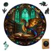 Gothic Revival Library Dragon Wooden Jigsaw Puzzle for Adults - 300 Pieces, 13.4" x 13.4" - Unique Dragon & Book Art, Creative Gift & Fun Family Game view 1