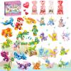 24 Pack Valentines Day Party Favors for Kids, Building Blocks Toys 3-in-1 Dinosaurs Horse Classroom Gifts, 933PCS Miniature Building Set for Class Easter Birthday Children's Day Boys Girls Ages 6+ view 1