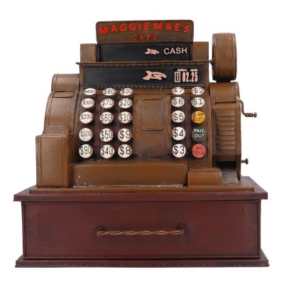 Vintage Cash Register Model, Retro Iron Art Decorative Ornament, Exquisite Handmade Office Home Decor with Nostalgic Design, Stress Relieving Desktop Prop for Gift Lovers