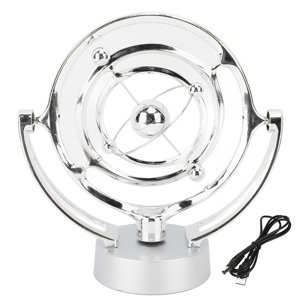 Eujgoov Perpetual Motion Ball Toy, Magnetic Swing Balance Ball with USB Powered LED Lights, Science Learning Tool for Home and Office Decoration