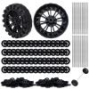 300Pcs Mini Plastic Model Wheels Bulk Pack with 2mm Hole and 150Pcs 100mm Metal Axle Rods, Craft Wheels and Axles for Model Cars, Trucks, Robot Chassis, Vehicles and Mechanical Assemblies view 1