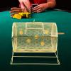 plysbmlygj Gold Medium Raffle Drum 14x10x11 Inch, Metal Spinning Lottery Box with Wood Handle, Holds 5000 Tickets, Lockable Door, Bingo Game Ticket Tumbler for Fundraiser, Party, Church, School Event view 3