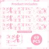 12 Sheets Pink Bow Wall Decor Stickers, 69pcs Pink Wall Decals Peel and Stick, Bow Themed Room Decals Decor for Bedroom Home Party Nursery view 4