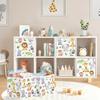 HUUMONSS 11.8" Jungle Animals Cube Storage Organizer Set 3Pcs Lion Giraffe Elephant Cube Storage Bin for Bathroom/Bedroom Parent Book Chest, Tiger view 2