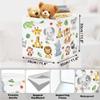 HUUMONSS 11.8" Jungle Animals Cube Storage Organizer Set 3Pcs Lion Giraffe Elephant Cube Storage Bin for Bathroom/Bedroom Parent Book Chest, Tiger view 3