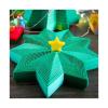 2PCS-3D Printed Star Decoration, Teal Green with Yellow Star Center, Geometric Layered Design, Holiday Ornament view 3
