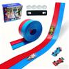Flexible Race Car Track,15Ft Flex Tracks Starter Set with 4 Suction Cups & 2 Racecars Compatible with Diecast 1/64th Car for Ages 3 & Up Classic Double Track Portable Racetrack (15FT, Blue&Red) view 1
