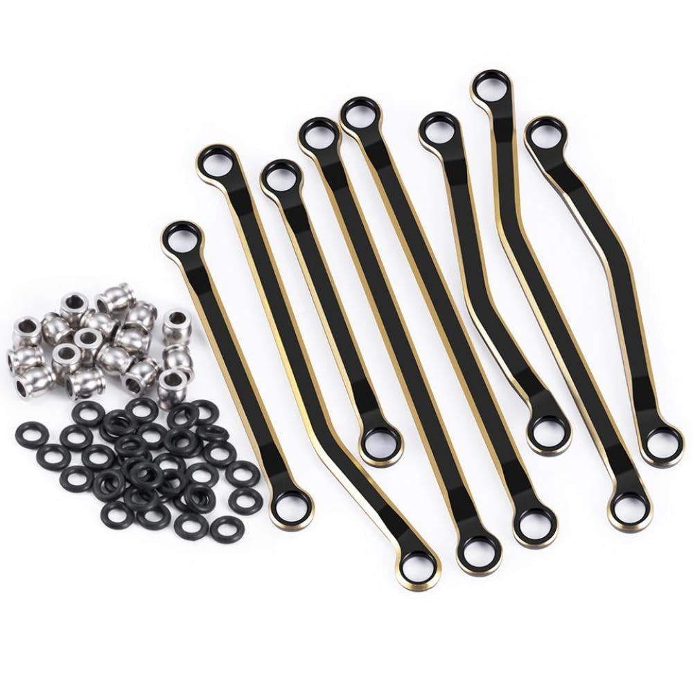 8Pcs Brass Counterweight Heighten Chassis Link Rods Linkage Set Compatible with RC Car Models for K10 F150 1 18 Scale Aftermarket Replacement