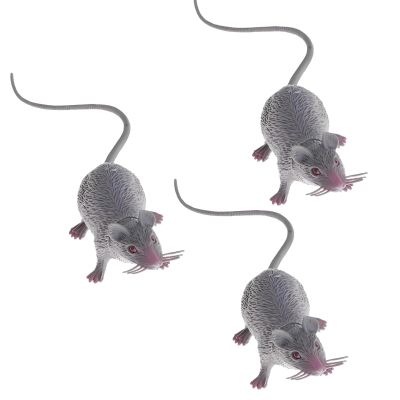 3Pcs Grey Plastic Halloween Rat, Realistic Fake Mouse for Party Decorations, Creepy Prank Props, Spooky April Fool's Day Trick, Lifelike Mice Figures for Party and Haunted House Decor, Decorations