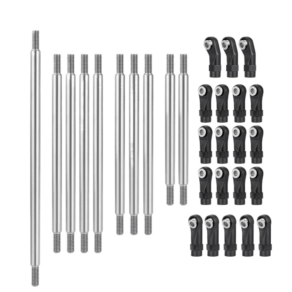 10Pcs Stainless Steel Upper Lower Linkage Set with Plastic Ball End Compatible with RC Car Models for Part Number AXI90075 UMG10 1 10 Scale Aftermarket Replacement