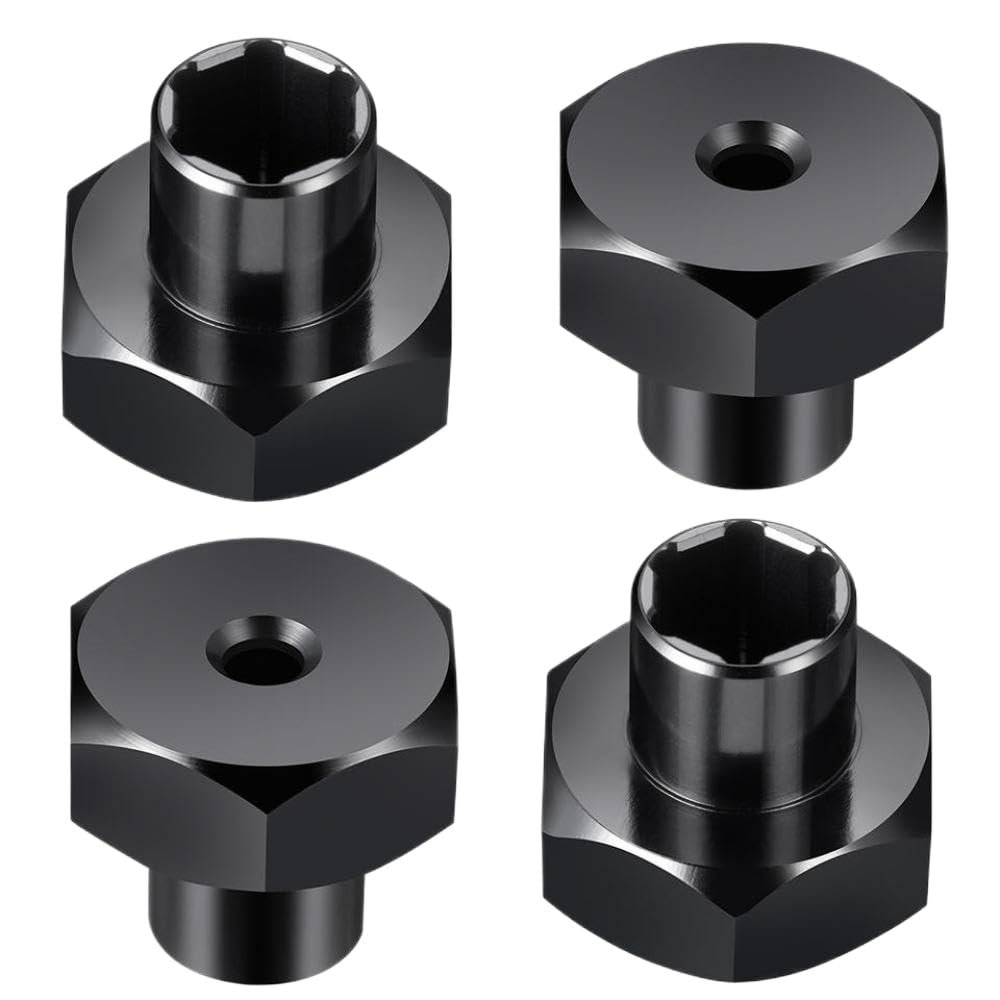 4Pcs 5mm to 7mm 12mm Hex Wheel Hub Adapters Conversion Compatible with RC Car Models SCX24 1 24 Wheels D12 1 10 Scale Models Universal Fit(5mm to 12mm)