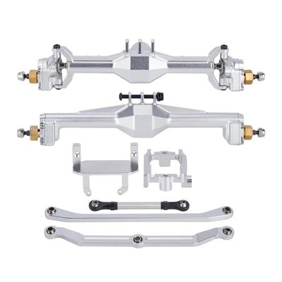 +10mm Diamond CNC Portal Axles with Lay Down Servo Mount and Links Compatible with 1 18 Scale RC Car Models Aftermarket Replacement(Silver-1Set)