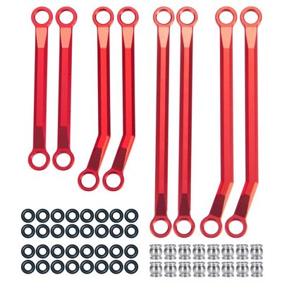 Aluminium Heighten Chassis Links Rods Set Compatible with 1 18 Scale RC Crawler Car Models Aftermarket Replacement(Red)