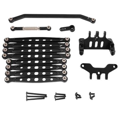 Aluminum Chassis Rod Fixed Seat Steering Rod Servo Arm Set Compatible with RC Car Models MN128 86 G500 Aftermarket Replacement(Black)