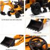12V Ride on Excavator with Trailer & Front Loader Outdoor Gift for Boys Girls with 4-in-1 Construction Attachments (Excavator, Dump Truck Bulldozer), Tractor Remote Control Yellow view 2