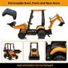12V Ride on Excavator with Trailer & Front Loader Outdoor Gift for Boys Girls with 4-in-1 Construction Attachments (Excavator, Dump Truck Bulldozer), Tractor Remote Control Yellow view 3