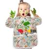 Bolaz Peony Rose Print Painting Smocks for Toddlers 4-6 Artist Smocks with Pockets Eating Waterproof Infant Apron view 4