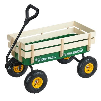 VEVOR 39 inch Pull Along Kids Wagon, Red Rolling Cargo Toy Wagons for Kids, Outdoor Utility Cart for Garden Beach Camping with All Terrain Wheels for Child Present, Supports up to 330 lbs