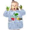 Bolaz Blue Bow Flower Painting Smocks for Toddlers 4-6 Artist Smocks with Pockets Eating Waterproof Infant Apron view 4