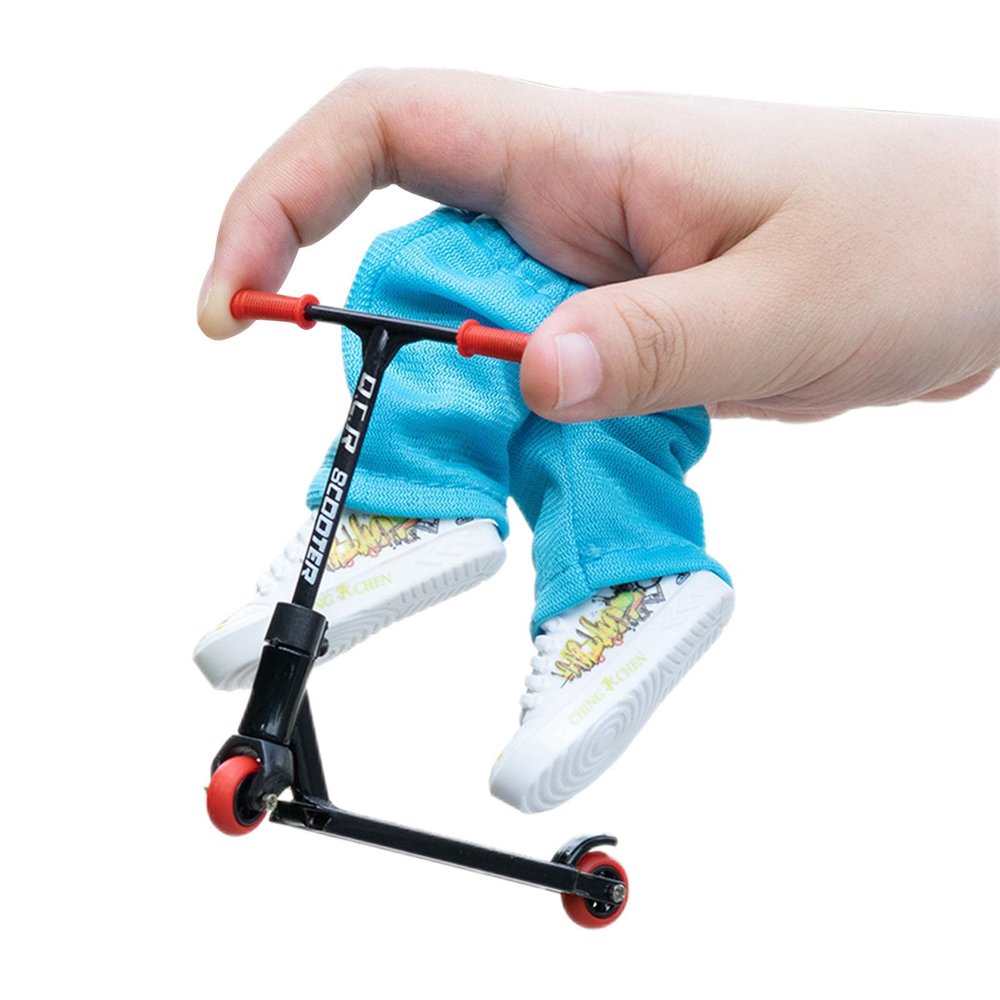 Apujent Metal Alloy Finger Scooter Set with Pants Shoes and Tools, Interactive Detachable Fingers Training Sports, Educational Fingertips Movement Toys Party Favors for Skateboarder, Kids, Adults