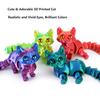 QINGMIAO 6Pcs 3D Printed Cat Kit, Articulated Toys for Adults White,Black,Green,Purple,Orange, 3D Print Animals Fidget Toys Decor for Stress Relief, 3D Printing Cute Cat Action Figure view 3