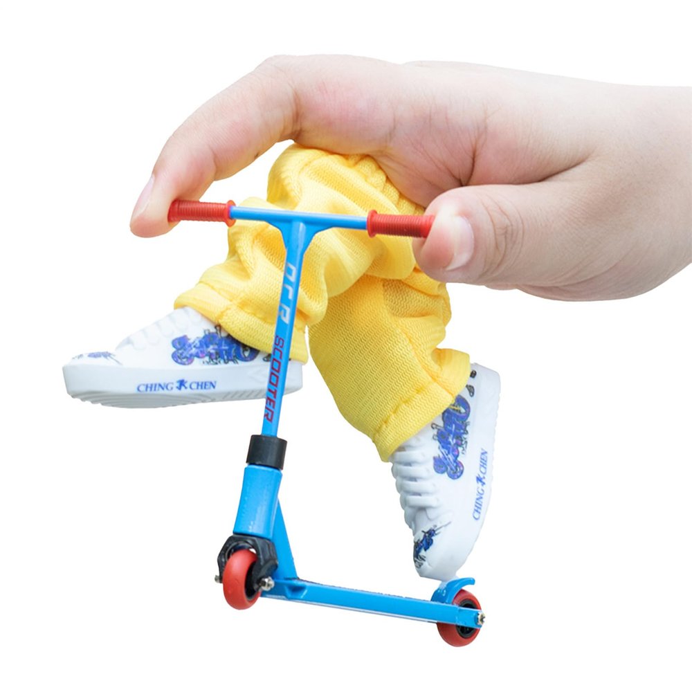 Apujent Metal Alloy Finger Scooter Set with Pants Shoes and Tools, Interactive Detachable Fingers Training Sports, Educational Fingertips Movement Toys Party Favors for Skateboarder, Kids, Adults