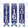3 Pieces 16th Birthday Party Banners 16th Birthday Decorations for Men Women Blue Silver 2010 Porch Signs Cheers to 16th Hanging Backdrops Blue Silver Sixteen Birthday Party Door Wall Decor Supplies